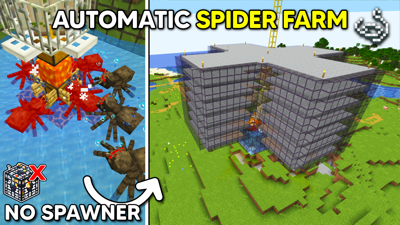 Minecraft Spider Farm - No Spawner, 2000/hr