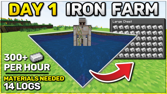 Easy Day 1 Iron Farm Tutorial Minecraft - Fast Build, Unlimited Iron - 1.19