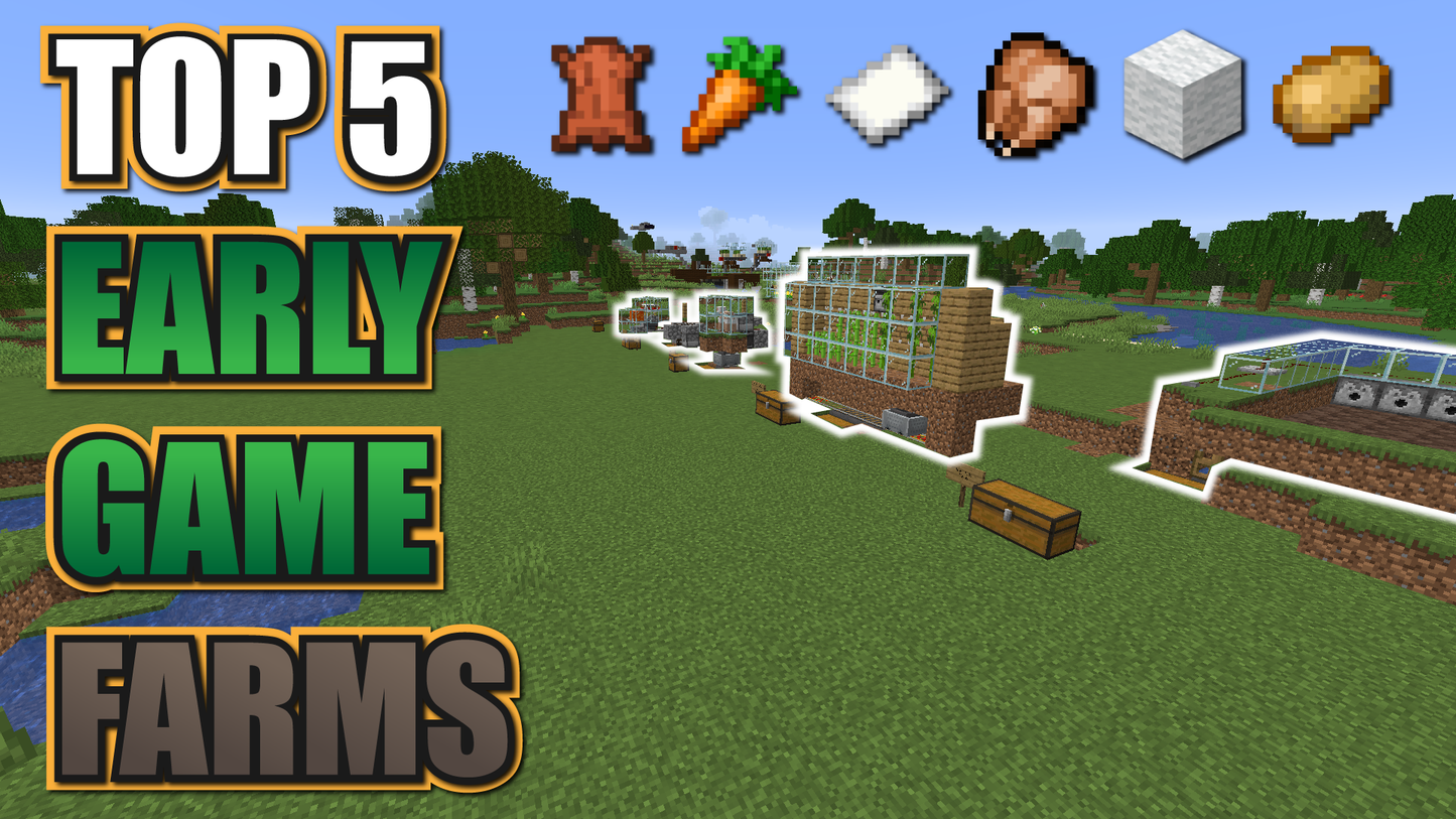 Minecraft 💯 5 EASY Early Game Farms Every World Should Have!